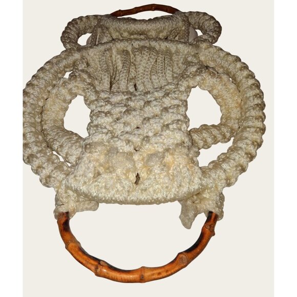 Vintage Macramé Frog Wall Hanging With Ceramic Eyes - Picture 9 of 10